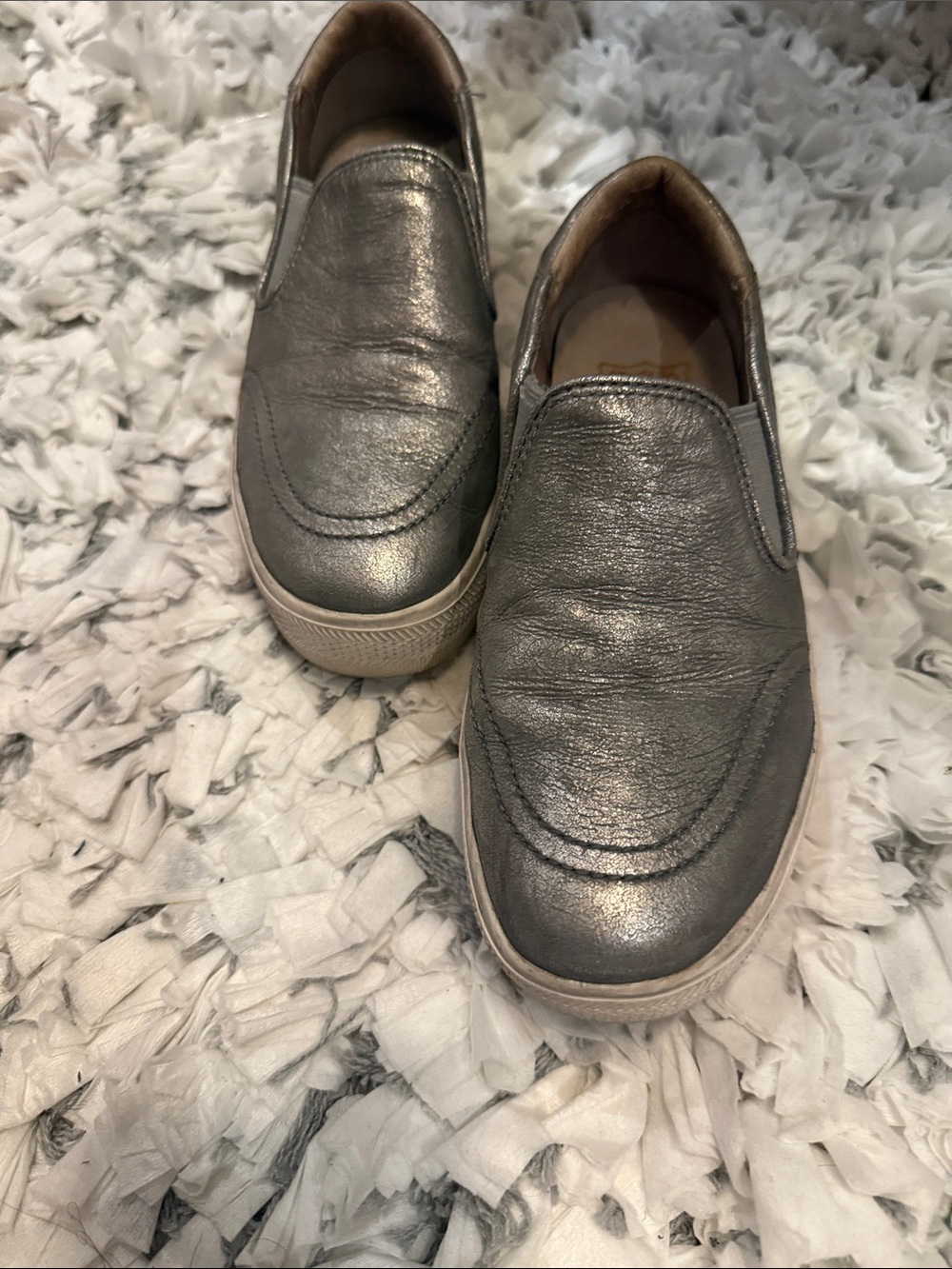 Ash Silver Metallic Slip-On Sneakers